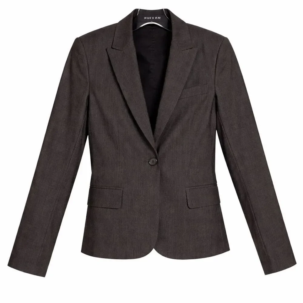 Theory Gabe B Tailor Stretch Wool Blazer Size 2 Dark Gray Single Button EUC